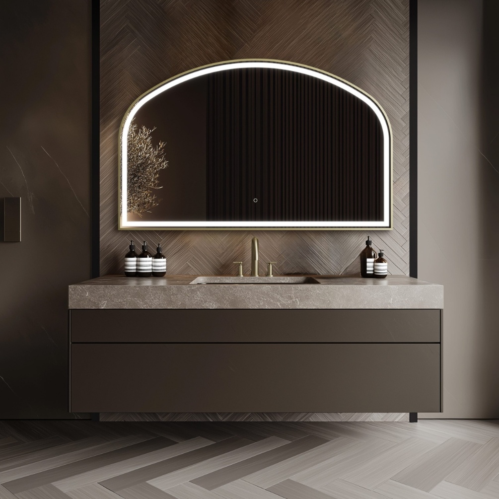 Origins Living Lomax Light Overmantle Arch Mirror 120 Lifestyle Image